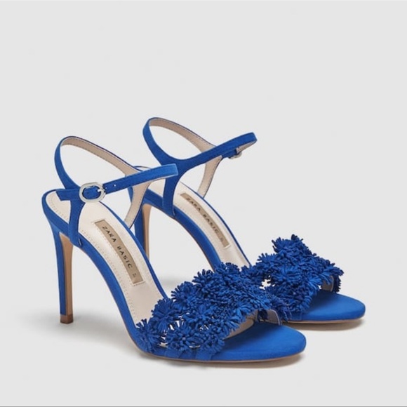 Zara suede Floral High Heel Sandals - Picture 1 of 10
